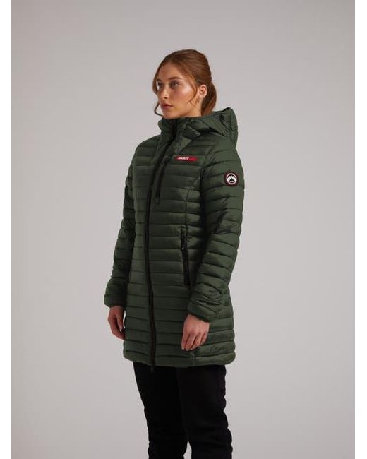 Jacket Green Satell1Te Longline Hooded Jacket