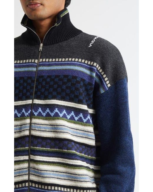 Marni Blue Mixed Stripe Zip Cardigan for men