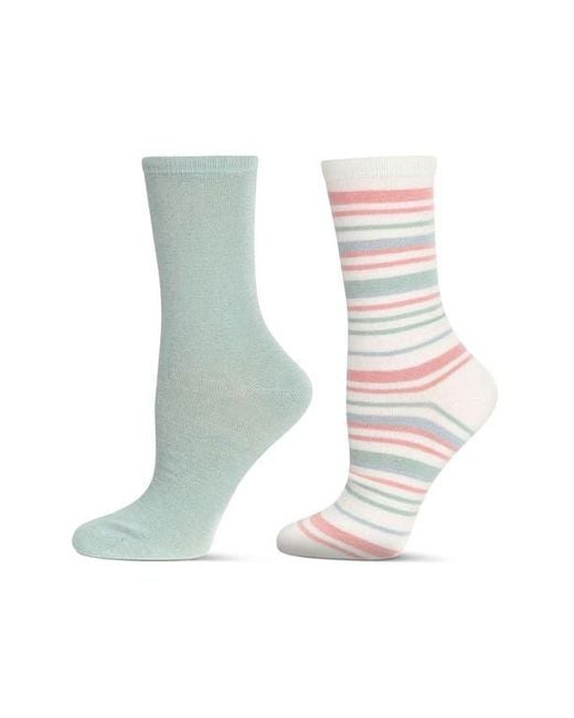 Memoi White Assorted 2-Pack Crew Socks