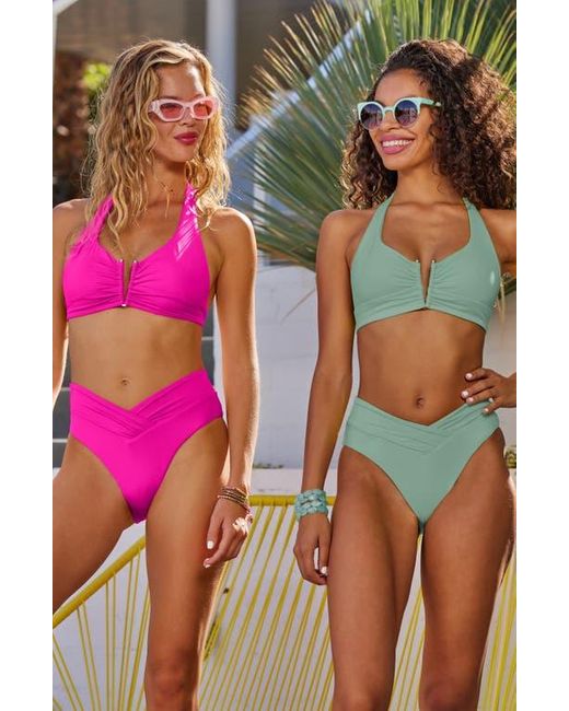 Becca Pink Color Code High Waist Bikini Bottoms