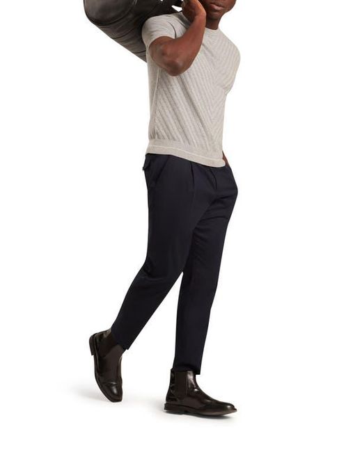 Ted Baker Gray Canon Chevron Texture Short Sleeve Cotton & Wool Crewneck Sweater for men