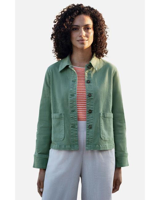 Yumi' Green Canvas Patch Pocket Jacket