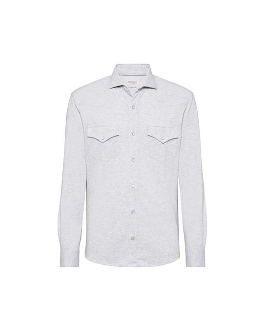 Brunello Cucinelli White Piqué Shirt for men