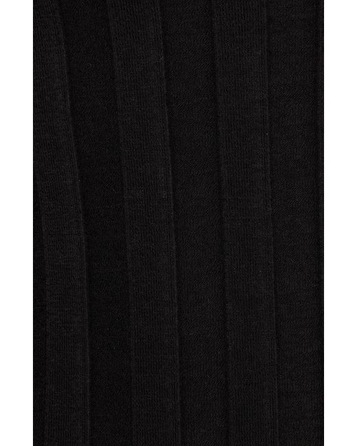 Reformation Black Libra Long Sleeve Rib Mock Neck Minidress