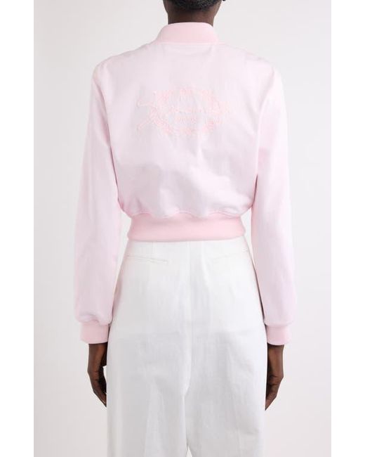 Givenchy Pink Logo Embroidered Crop Bomber Jacket