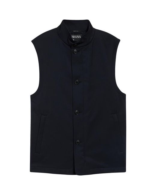 Zegna Blue Button Front Vest for men