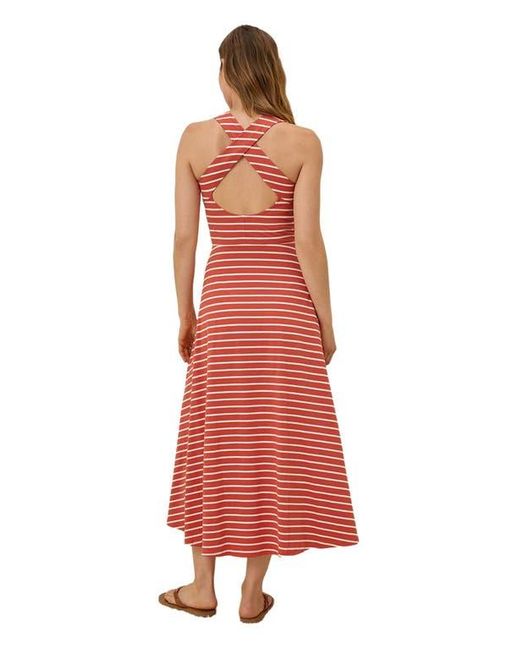Pact Organic Cotton Fit & Flare Open Back Maxi Dress in Red | Lyst