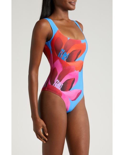 Farm Rio Red Watercolor Floral One-piece Swimsuit