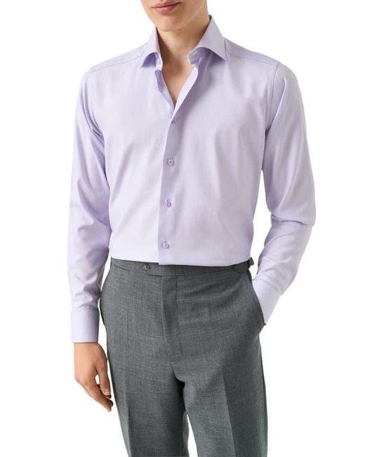 Eton of Sweden Blue Contemporary Fit Textured Cotton Dress Shirt for men