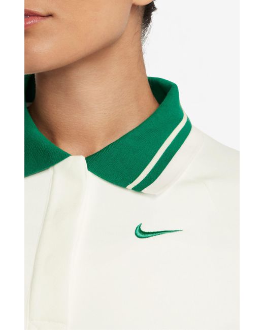 Nike White Sportswear Collection Long Sleeve Crop Polo