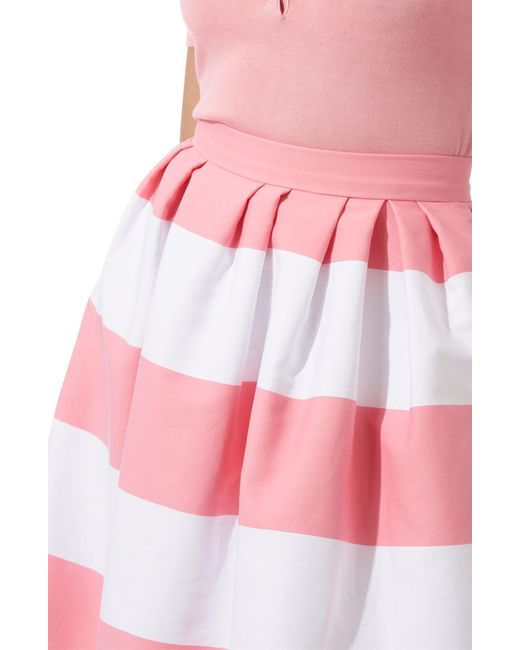 Carolina Herrera Stripe Cotton Blend Skirt in Red | Lyst