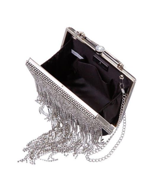 Nina White Eden Top Handle Frame Clutch