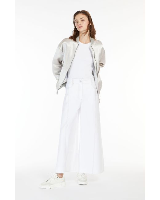 Max Mara White Foster Wide Leg Jersey Trousers
