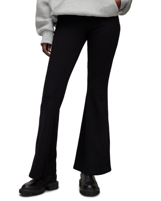 AllSaints Beta High Waist Flared Jersey Pants in Black | Lyst