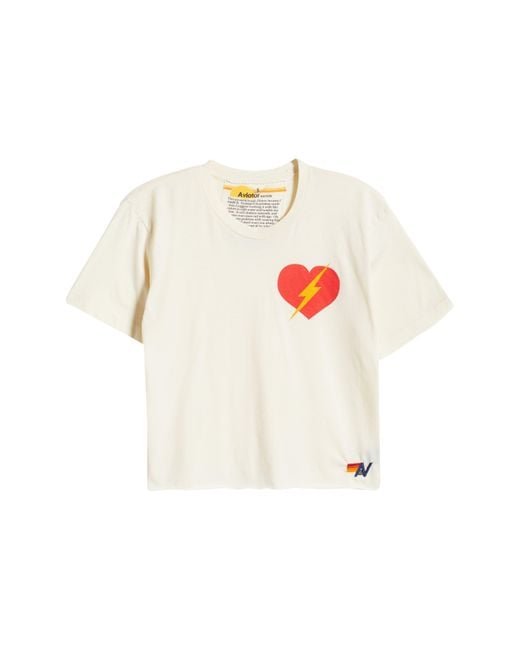 Aviator Nation White Bolt Heart Cotton Blend Graphic T-shirt