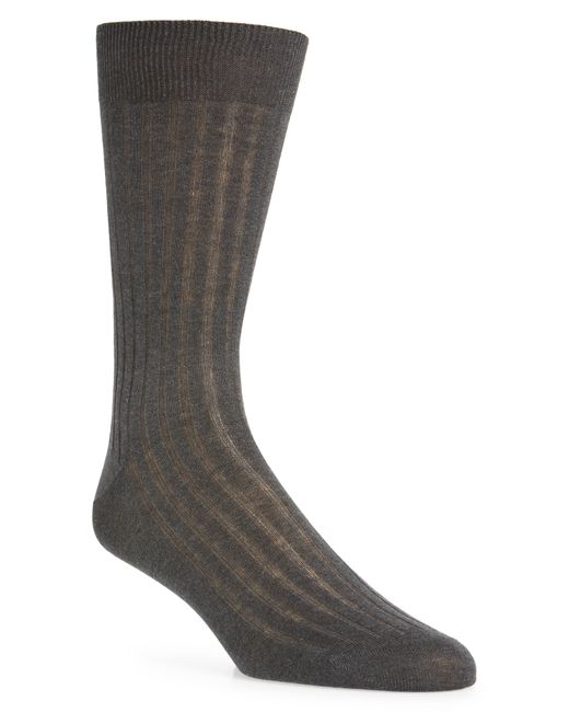 Canali Gray Cotton Rib Dress Socks for men