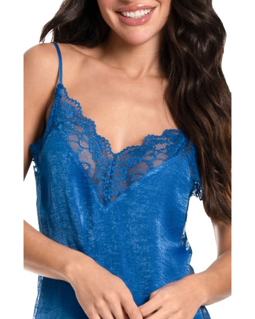 In Bloom Blue Lace Trim Chemise