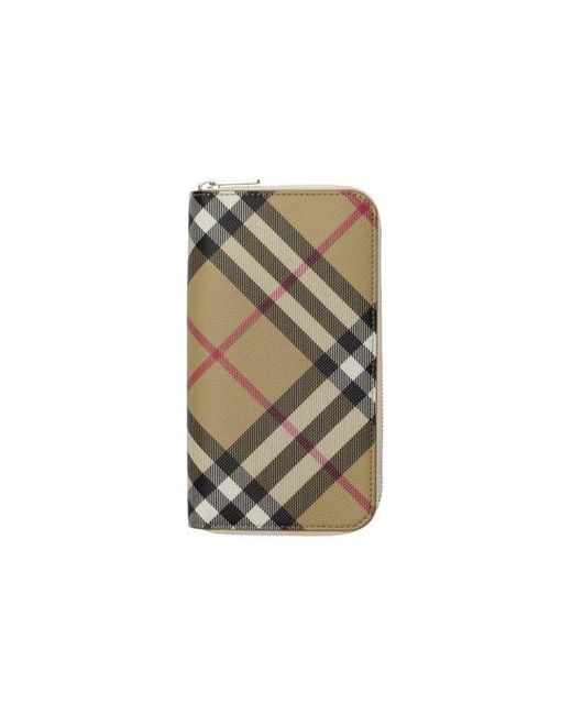 Burberry Green Check Zip Wallet for men