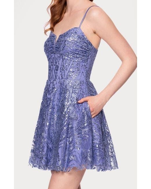 Blondie Nites Blue Sequin Mesh Minidress