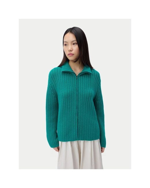 GOBI Mongolian Cashmere Women's Green Chunky Cashmere Cardigan