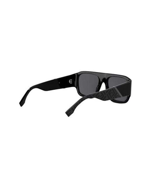 Fendi Black Diagonal 54Mm Rectangular Sunglasses for men