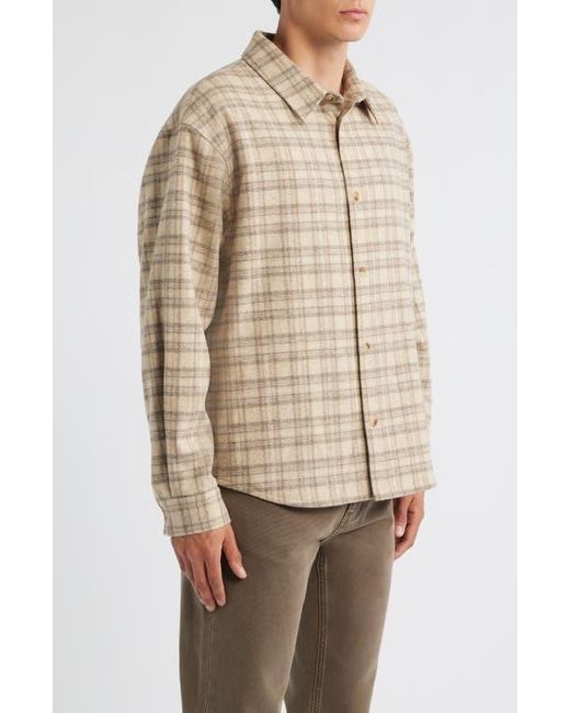FRAME Natural Plaid Wool Blend Overshirt for men