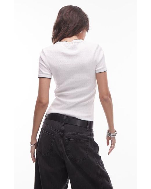 TOPSHOP White Pointelle Crop Top