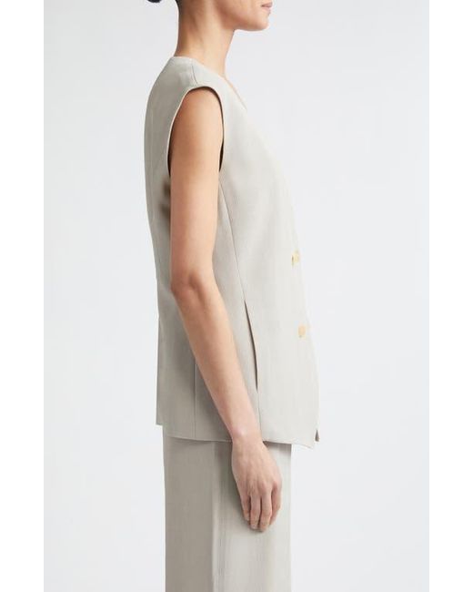 Lafayette 148 New York Women's Natural Grid Plaid Crepe Double Breasted Vest