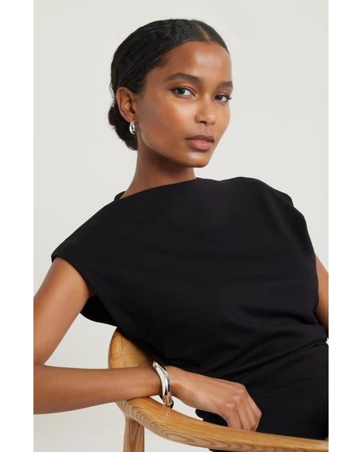 ruched funnel neck midi dress Nordstrom Ruched Funnel Neck Midi Dress in Black