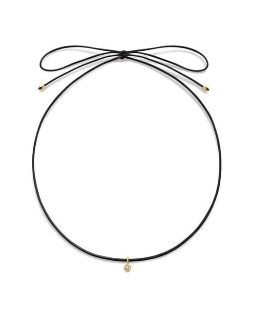 Monica Vinader White Pear Lab Grown Diamond Pendant Cord Necklace