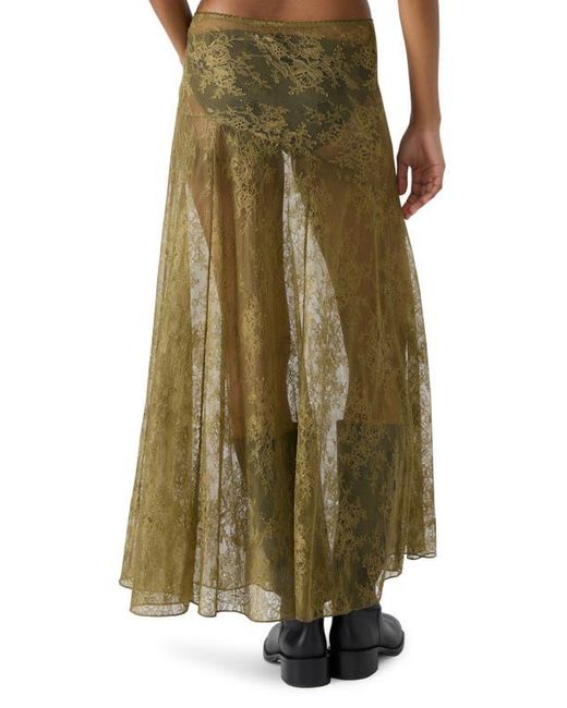 Steve Madden Green Veera Lace Maxi Skirt