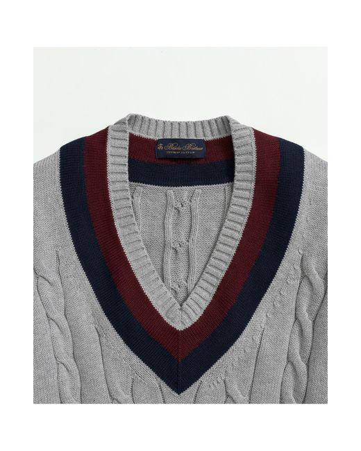 Brooks Brothers Gray Supima Cotton Tennis Sweater for men