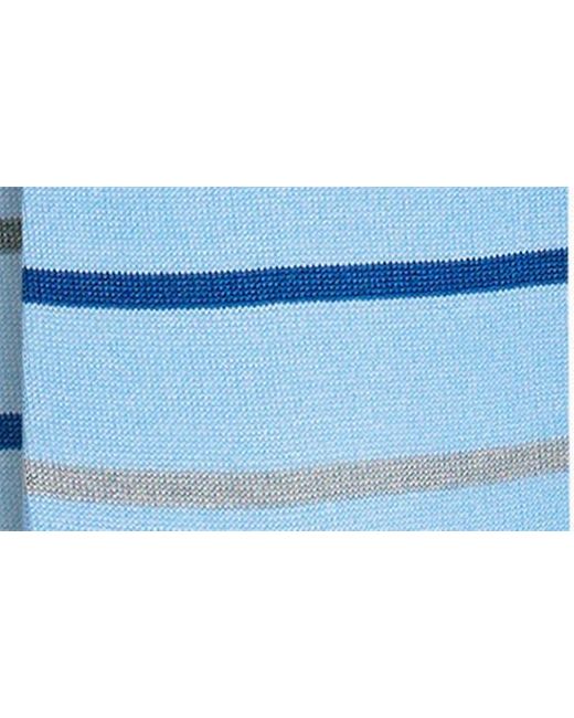 Bugatchi Blue Stripe Cotton Blend Dress Socks for men
