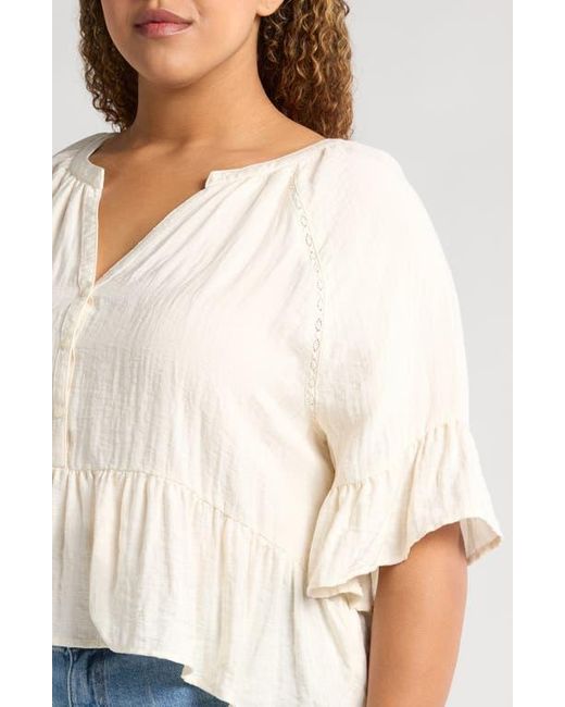Treasure & Bond White Ruffle Peplum Top