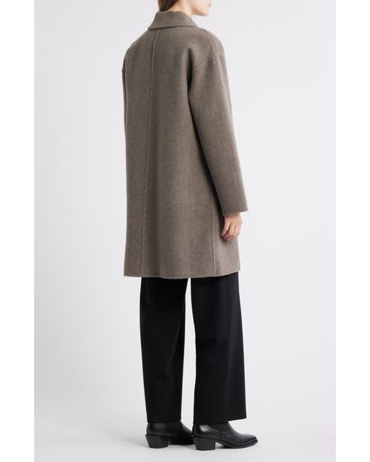 Eileen Fisher Gray Shawl Collar Double Woven Wool Coat