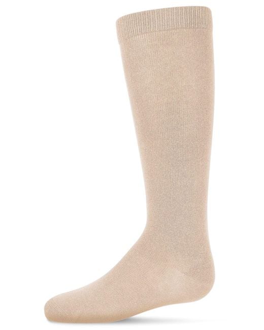 Memoi Natural Ribbed Classic Solid-Color Knee High Sock