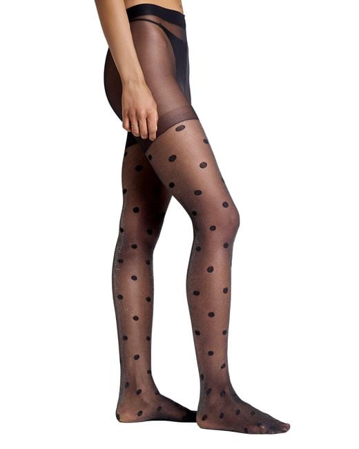 Stems Black Sparkle Dot Sheer Tights