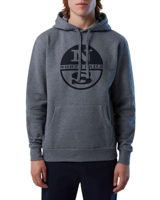 North Sails Logo Graphic Cotton Hoodie in Gray for Men