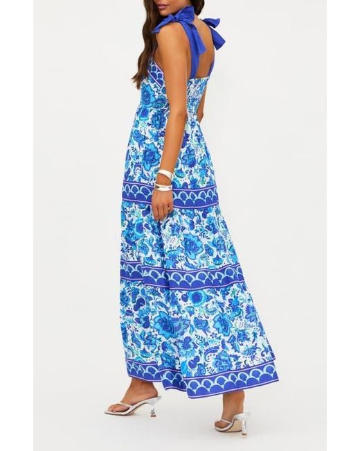 Beach Riot Floral Tie Strap Cover-Up Maxi Dress in Blue | Lyst