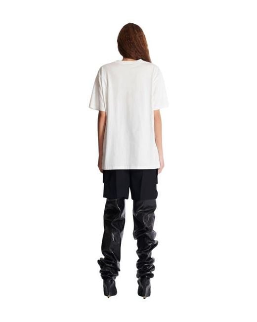 Balmain White Short-Sleeved T-Shirt With Leopard Print