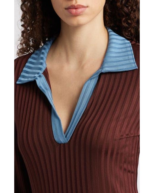 Rag & Bone Blue Natalia Colorblock Long Sleeve Polo