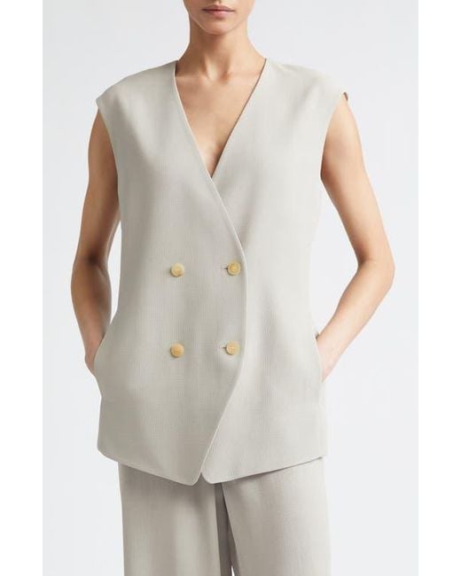 Lafayette 148 New York Women's Natural Grid Plaid Crepe Double Breasted Vest