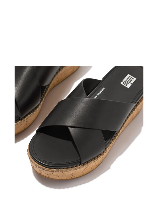 Fitflop Black Eloise Platform Wedge Slide Sandal