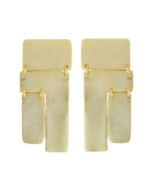 Panacea Yellow Brushed Rectangular Drop Earrings