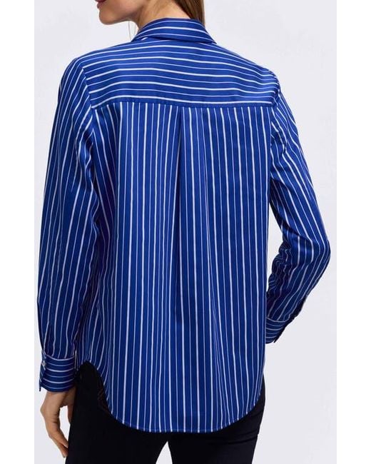 Foxcroft Blue Margie Stripe Button-Up Shirt