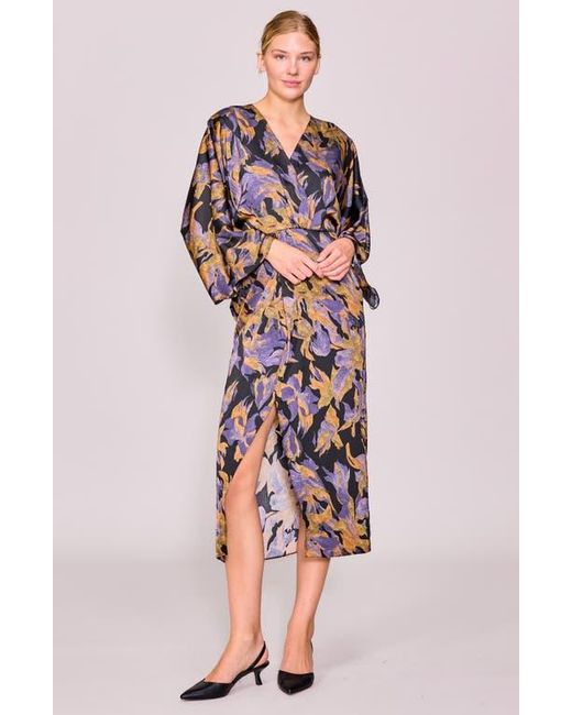 MELLODAY Red Wide Neck Long Sleeve Midi Dress