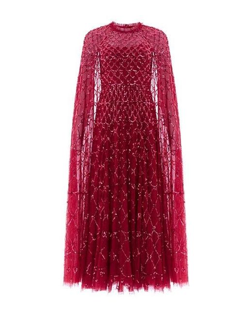 Needle & Thread Red Heart Lattice Cape Ankle Gown