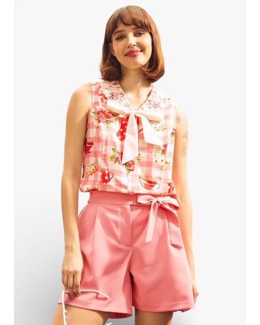 ModCloth Pink Tea Time Cutie Top