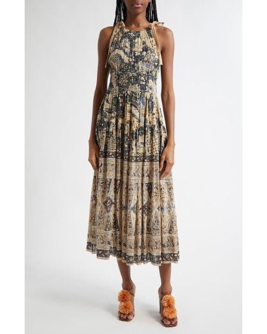 Ulla Johnson Multicolor Essie Smocked Waist Sleeveless Maxi Dress