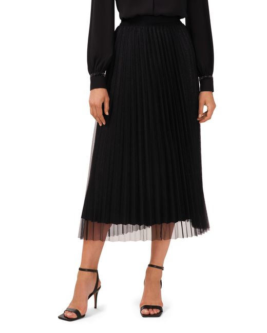Halogen® Black Halogen(r) Glitter Underlay Pleated Skirt